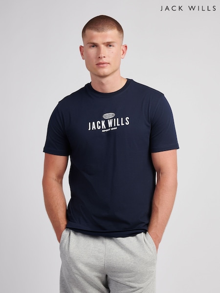 Jack Wills Dark Blue Globe Graphic T-Shirt (V03687) | £25