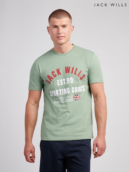 Jack Wills Green Arch Logo T-Shirt (V03688) | £25