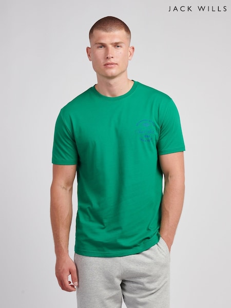Jack Wills Green Sporting Goods Graphic T-Shirt (V03696) | £25