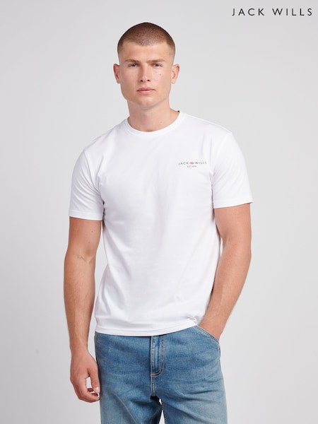 Jack Wills White Chest Union Flag T-Shirt (V03701) | £25