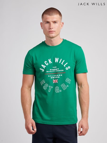 Jack Wills Green Stamp Graphic T-Shirt (V03702) | £25