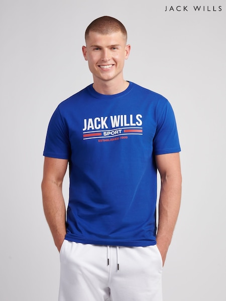 Jack Wills Blue High Build Graphic T-Shirt (V03707) | £25