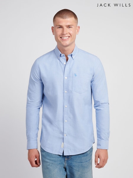 Jack Wills Blue Wadsworth Oxford Long Sleeve Shirt (V03718) | £50