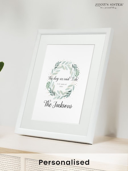 Personalised Anniversary “I Do” Keepsake Framed Print by Jonnys Sister (V03727) | £25