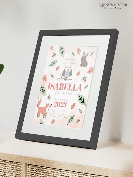 Personalised On The Day You Were Born Woodland Framed Print by Jonnys Sister (V03733) | £25