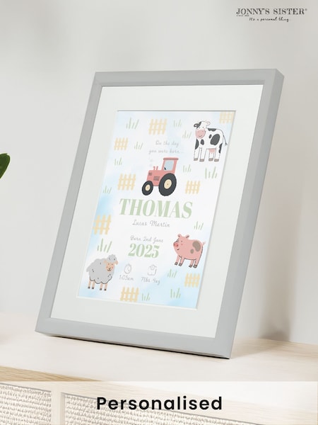 Personalised On The Day You Were Born Farmyard Framed Print by Jonnys Sister (V03734) | £25