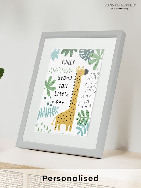 Personalised Giraffe Children’s Nursery Framed Print by Jonnys Sister (V03736) | £25