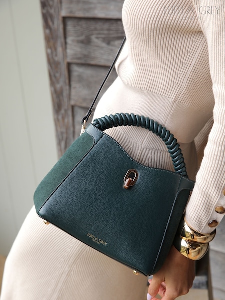 Luella Grey Blue Catherine Woven Handle Cross-Body Bag (V03759) | £99