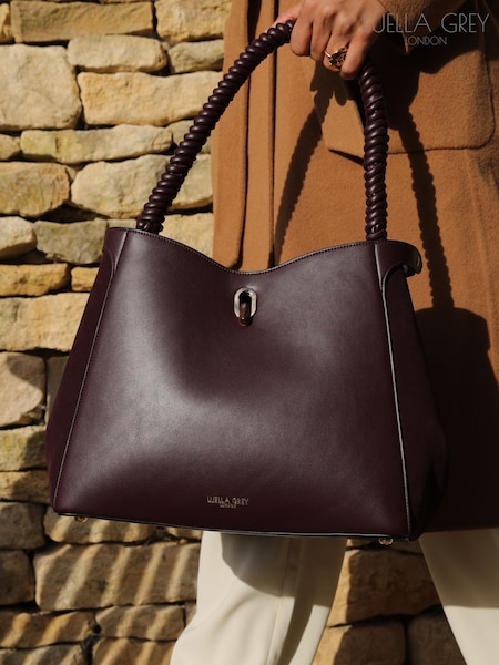 Luella Grey Purple Simone Woven Handle Hobo Bag (V03788) | £125