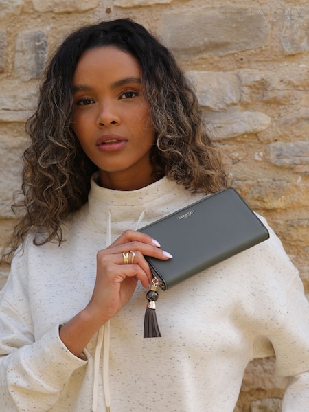 Luella Grey Green Murtle Large Tassel Purse (V03792) | £39