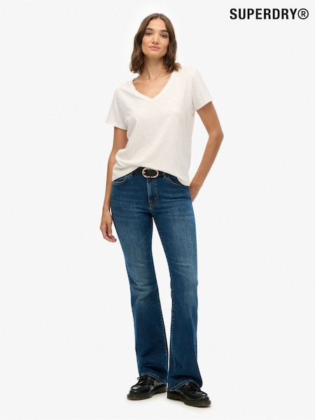 Superdry Blue Cotton Mid Rise Flare Jeans (V03801) | £55