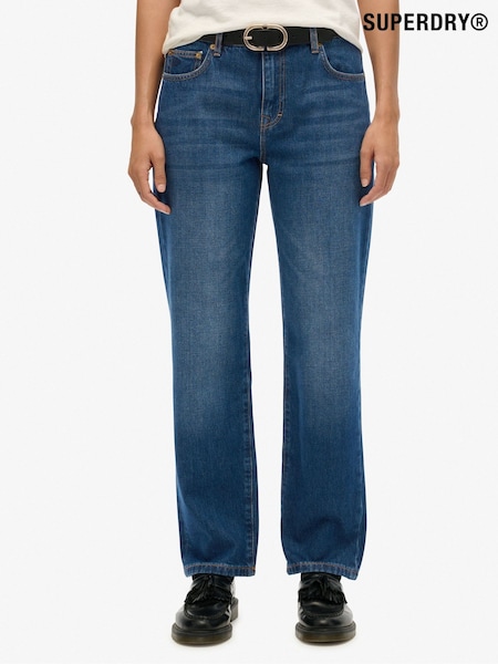 Superdry Blue Cotton Mid Rise Straight Jeans (V03803) | £55