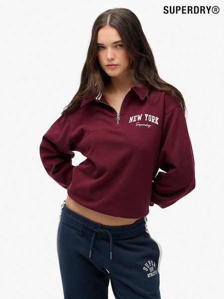 Superdry Red Athletic Essentials Collared Half Zip Sweatshirt (V03824) | £45