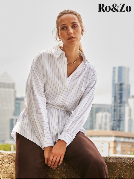 Ro&Zo White Stripe Channel Waist Shirt (V03951) | £79