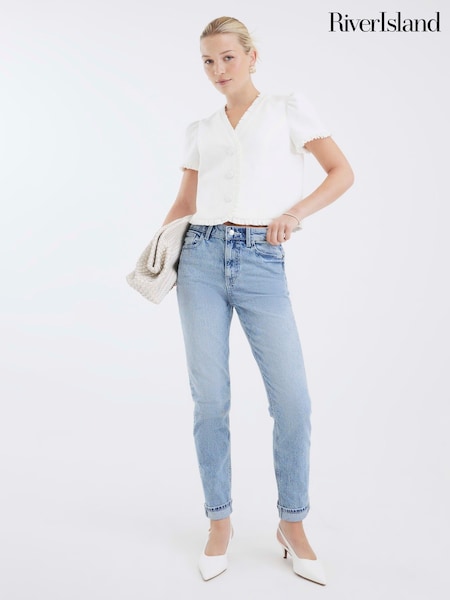 River Island Blue Mom Fit Sculpt Jeans (V04244) | £51