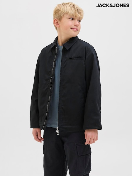 JACK & JONES JUNIOR Zip Worker Black Jacket (V04271) | £35