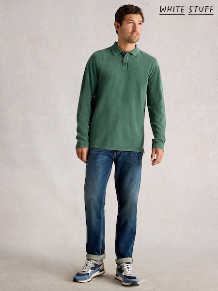 White Stuff Green LS Utility Polo Shirt (V04434) | £40