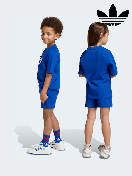 adidas Originals Blue Trefoil T-Shirt and Shorts Little Kids Set (V04626) | £33