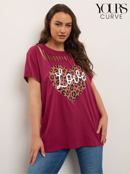 Yours Curve Red Logo Slash Detail Top (V04786) | £22
