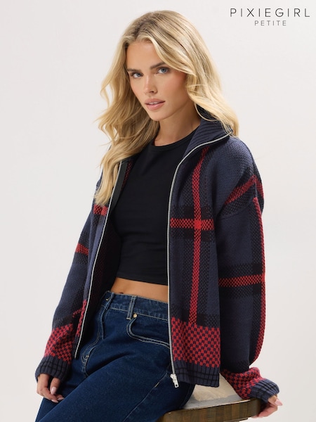 PixieGirl Petite Blue Zip Thru Cardigan (V04805) | £34