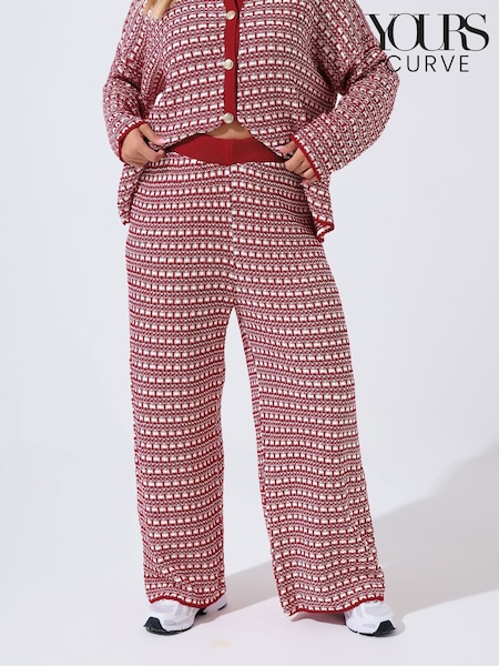 Yours Curve Red Limited Boucle Trousers (V04837) | £32