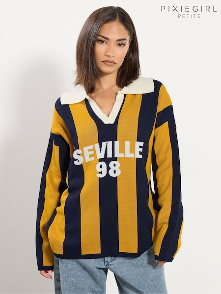 PixieGirl Petite Blue Vertical Stripe Seville Jumper (V04861) | £29
