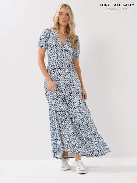Long Tall Sally Blue Ditsy Wrap Maxi Dress (V04882) | £39