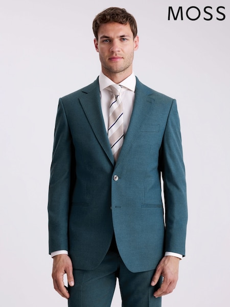 MOSS Blue Tailored Fit Teal Flannel Jacket (V04911) | £149