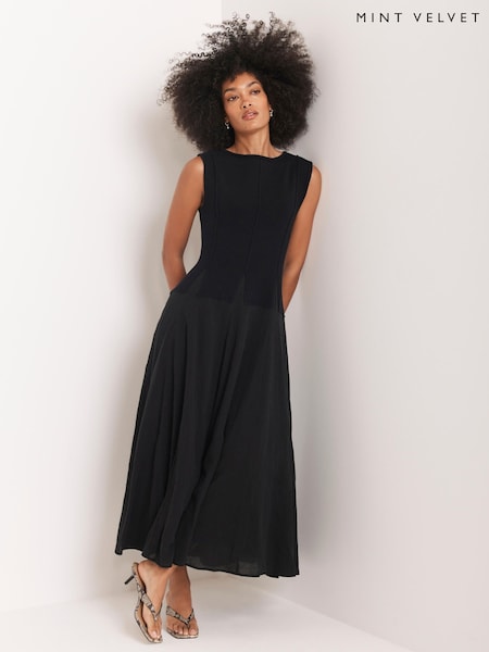 Mint Velvet Blue Navy Cotton Maxi Dress (V04929) | £130