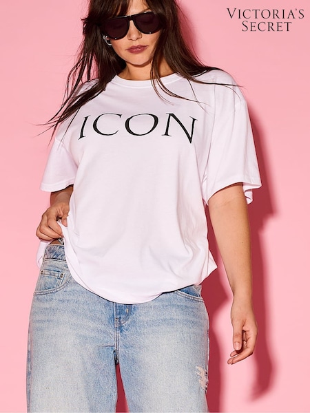 Victoria's Secret White Icon Cotton Fashion Show Oversized T-Shirt (V04948) | £30