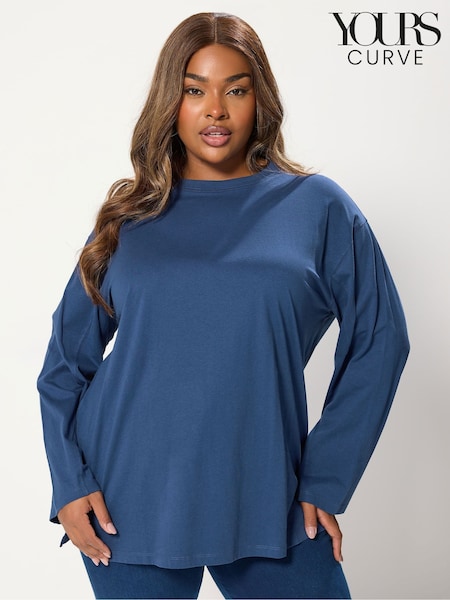 Yours Curve Blue Seam Detail Skater Top (V04982) | £20