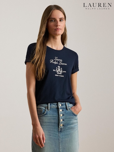 Lauren Ralph Lauren Blue Kaitlin Embroidered T-Shirt (V06026) | £115