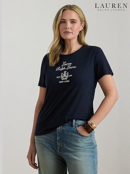 Lauren Ralph Lauren Blue Curve Kaitlin Embroidered T-Shirt (V06059) | £115
