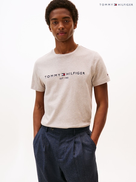 Tommy Hilfiger Grey Logo Slim Jersey T-Shirt (V06116) | £45