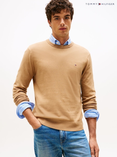 Tommy Hilfiger Brown Crew Neck Jumper With Cashmere (V06120) | £110