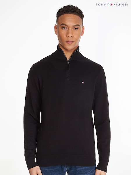 Tommy Hilfiger Black Half-Zip Jumper With Cashmere (V06126) | £130