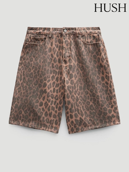Hush Animal Leopard Print Denim Bermuda Shorts (V06282) | £75
