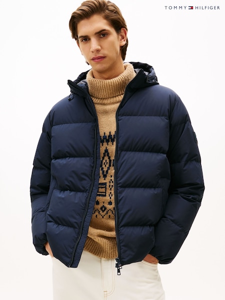 Tommy Hilfiger Blue Water Repellent Down Hooded Puffer Jacket (V06406) | £320