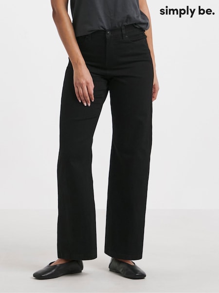 Simply Be Black 24/7 Wide Leg Jeans (V06474) | £26