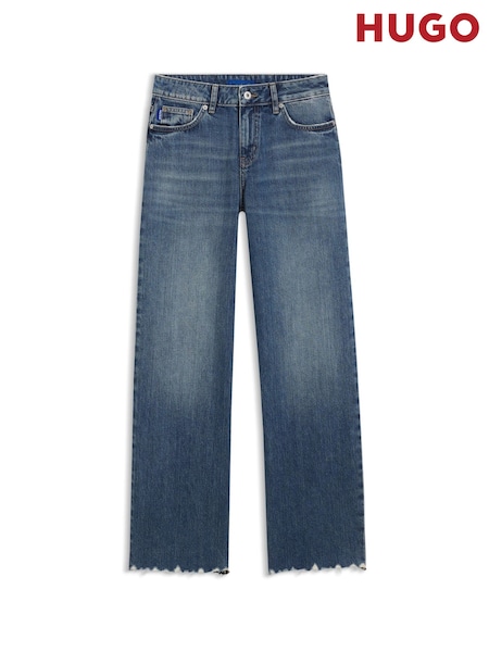 HUGO Blue Gamala Ripped Hem Straight Fit Denim Jeans (V06489) | £119