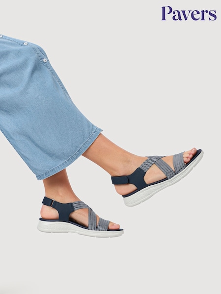 Pavers Blue Lightweight Touch Fasten Sandals (V06519) | £35