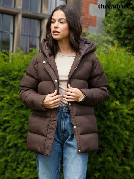 Threadbare Brown Hooded Padded Jacket (V06711) | £45