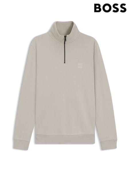 BOSS Grey Zetrust Logo Quarter Zip Sweatshirt (V06834) | £139