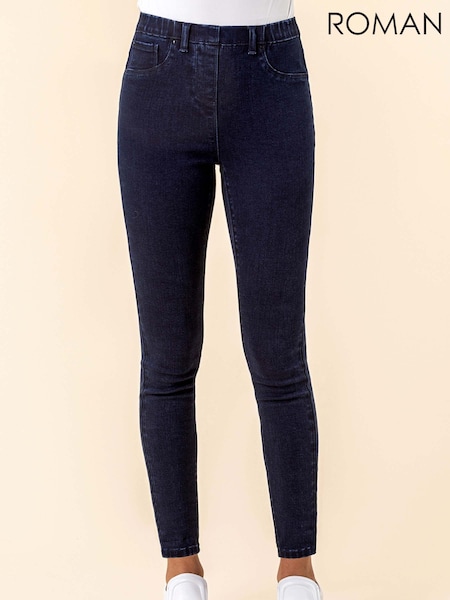 Roman Blue Ultimate Stretch Elastic Waist Denim Leggings (V06877) | £36