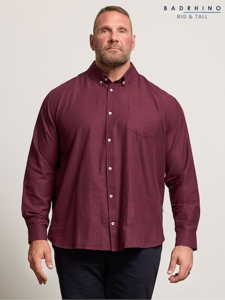 BadRhino Big & Tall Red Long Sleeve Slub Shirt (V06903) | £36