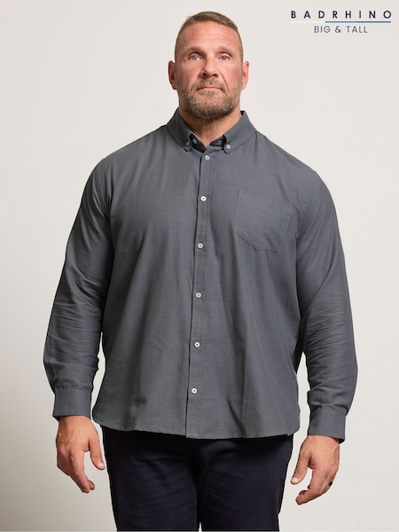 BadRhino Big & Tall Grey Long Sleeve Slub Shirt (V06920) | £36