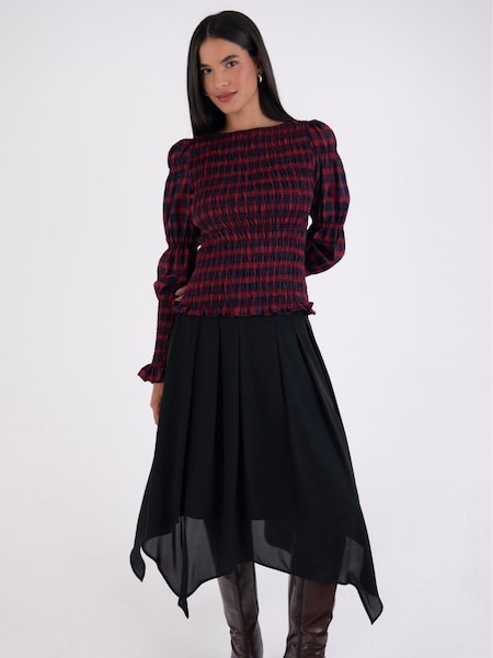 Amy Lynn Black Tilda Premium Chiffon Asymmetric Layered Midi Skirt (V06934) | £55