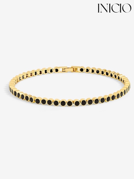 Inicio Gold Tone Jet Crystal Tennis Bracelet (V06980) | £40