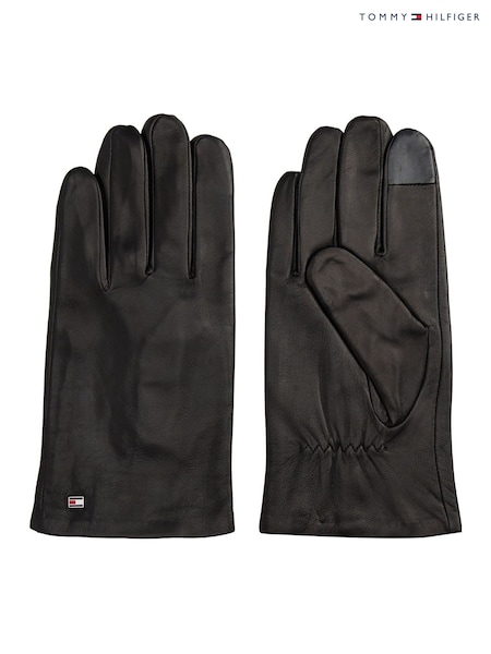 Tommy Hilfiger Black Hilfiger Flag Leather Gloves (V06998) | £85