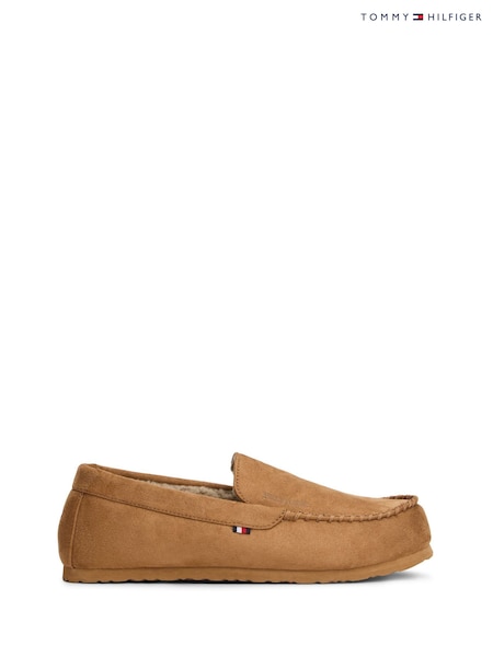 Tommy Hilfiger Brown Fleece Lined Driver Slippers (V08004) | £75